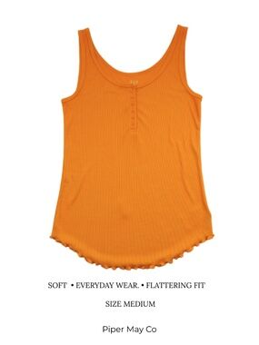 GAP Mustard Yellow Ribbed Henley Tank Top Size M